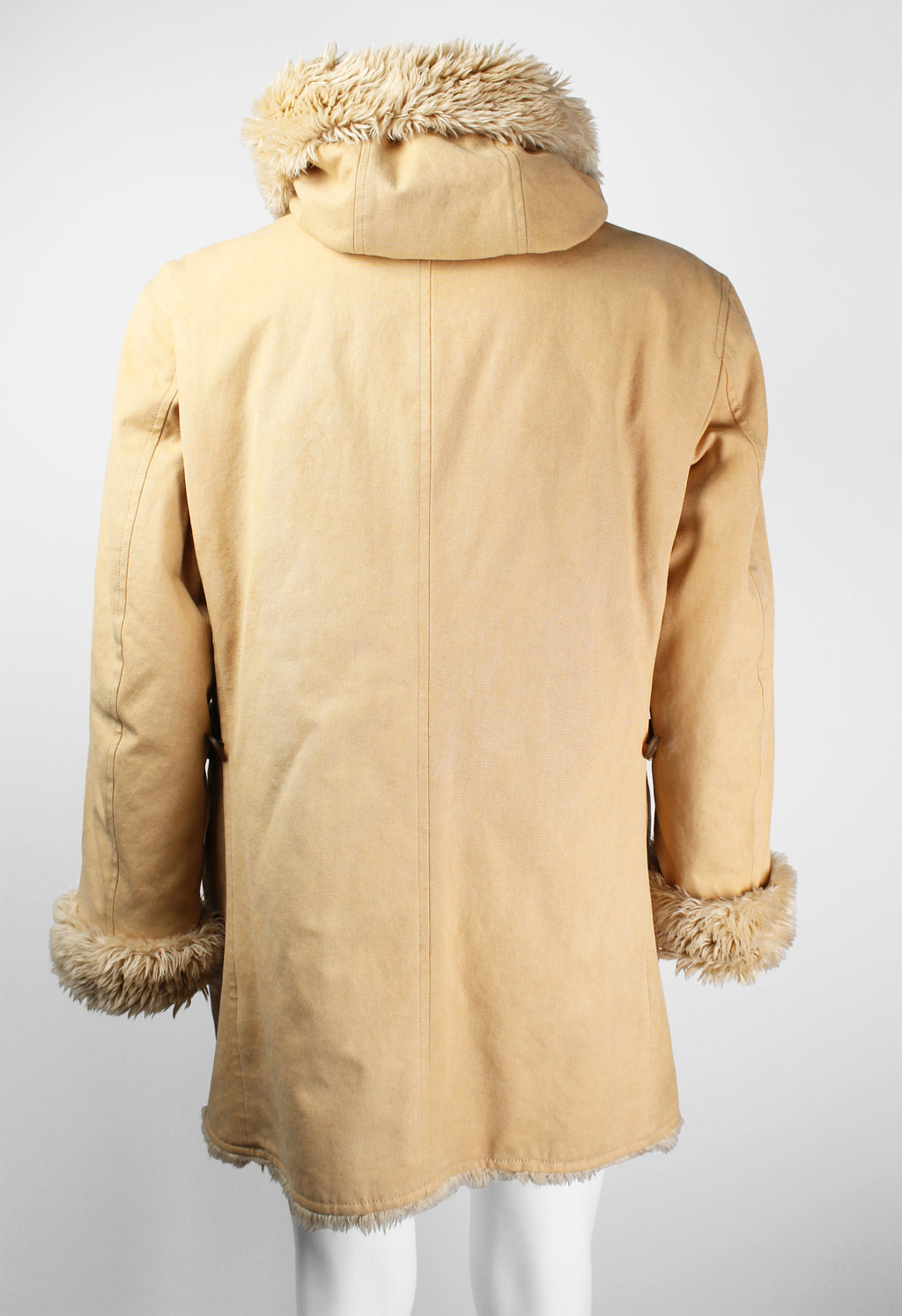 ISSEY MIYAKE MEN FW 2003 FAUX FUR TRIM HOODED COAT