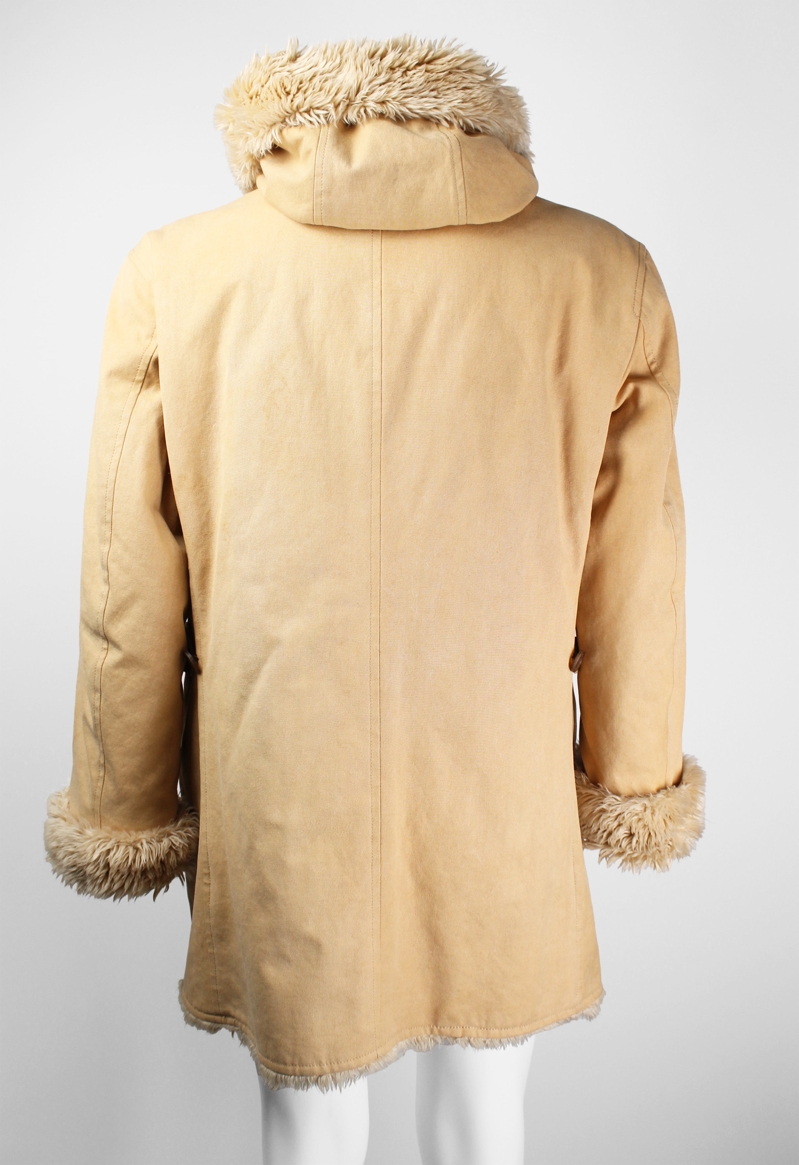 ISSEY MIYAKE MEN FW 2003 FAUX FUR TRIM HOODED COAT