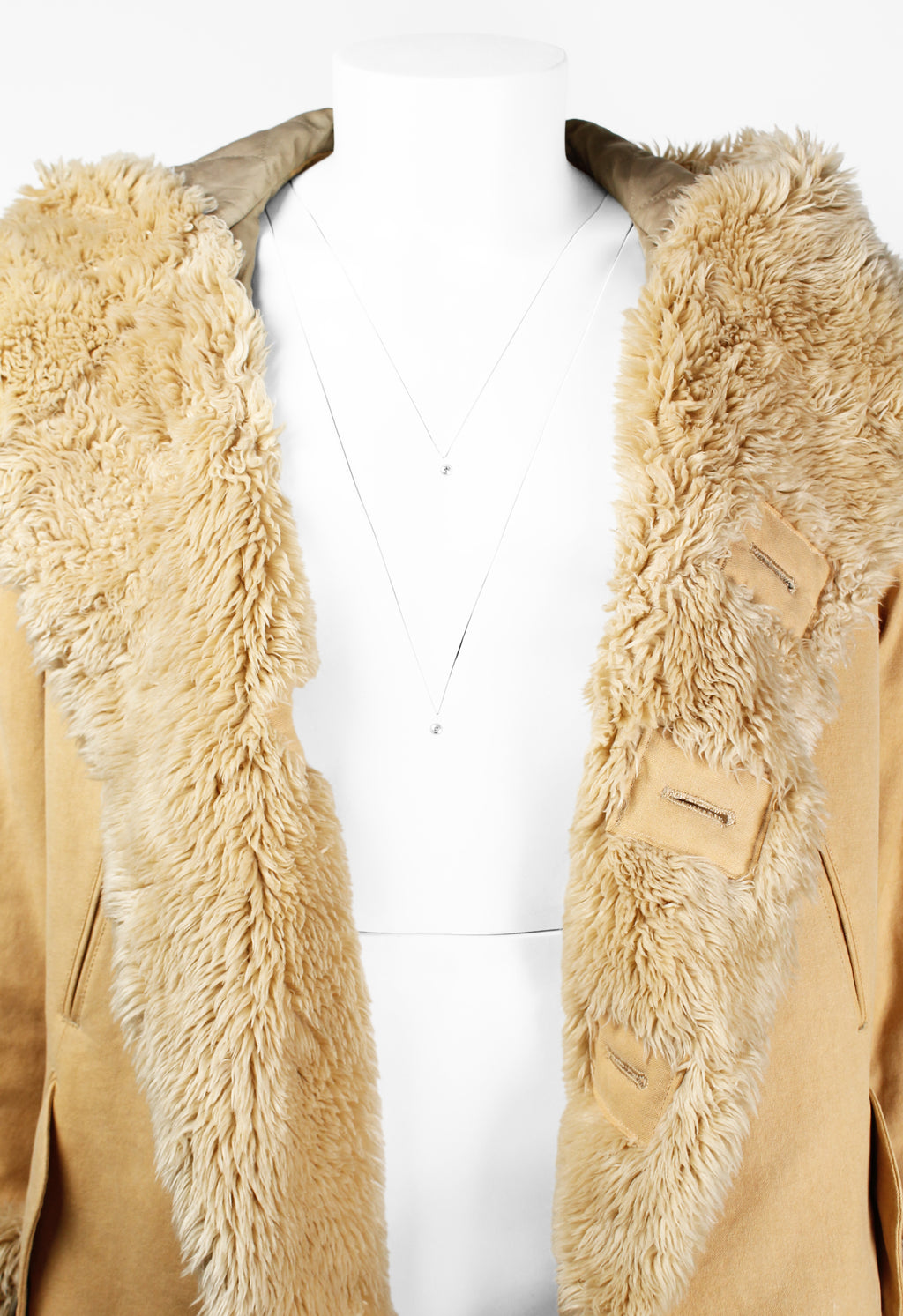 ISSEY MIYAKE MEN FW 2003 FAUX FUR TRIM HOODED COAT