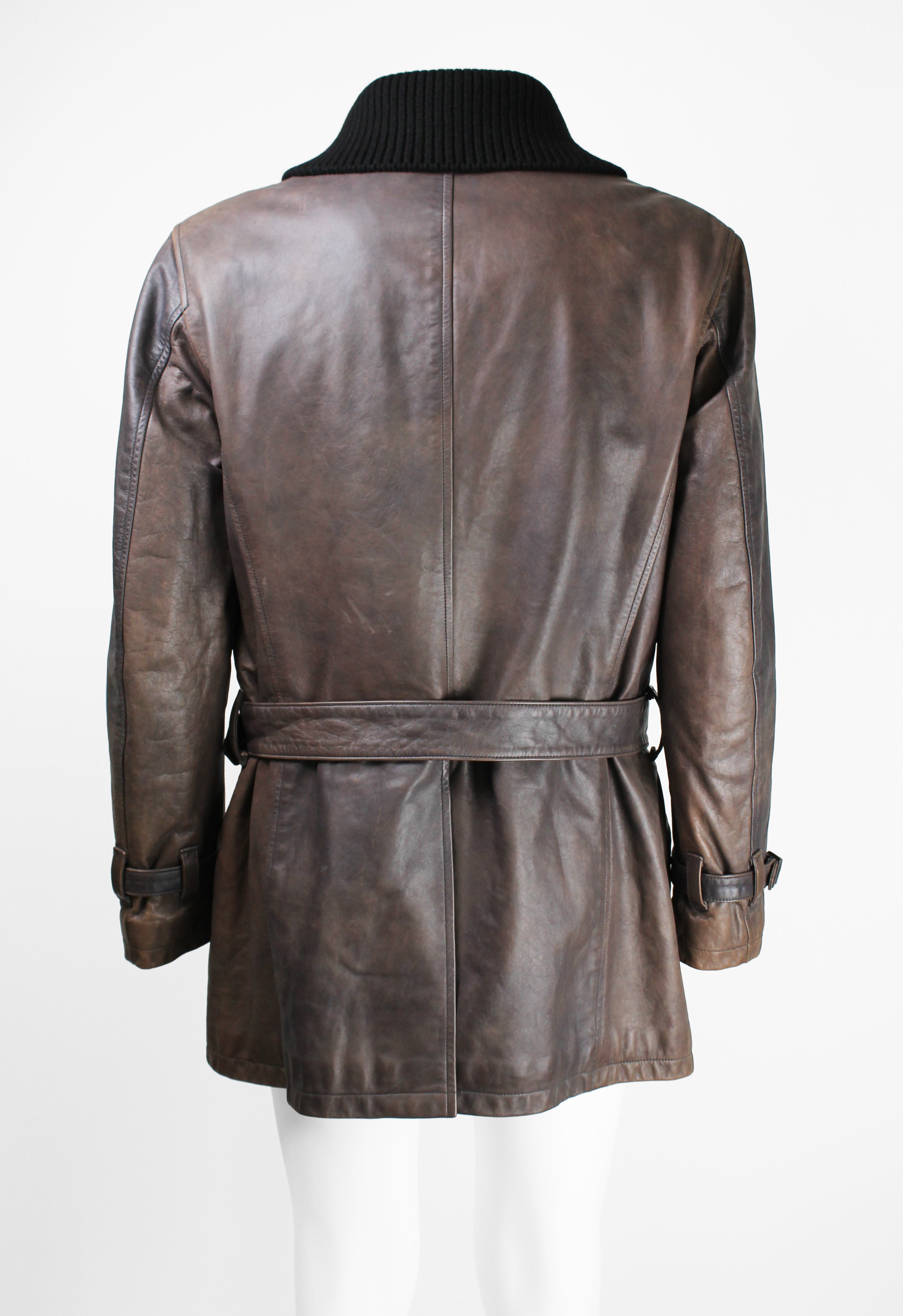 ISSEY MIYAKE MEN FW 2006 LEATHER CONVERTIBLE BUCKLE COAT