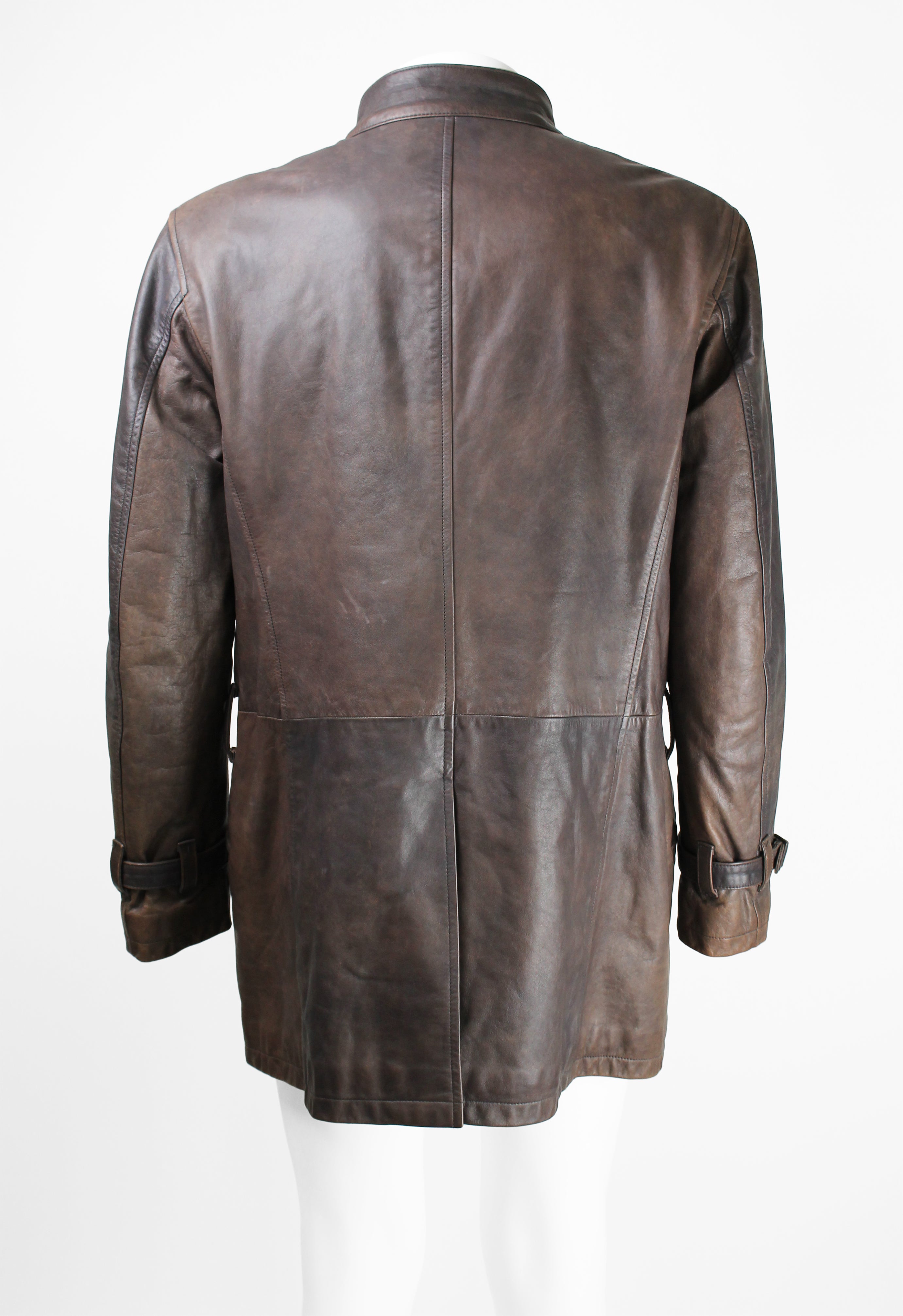 ISSEY MIYAKE MEN FW 2006 LEATHER CONVERTIBLE BUCKLE COAT