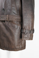 ISSEY MIYAKE MEN FW 2006 LEATHER CONVERTIBLE BUCKLE COAT