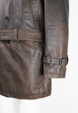 ISSEY MIYAKE MEN FW 2006 LEATHER CONVERTIBLE BUCKLE COAT