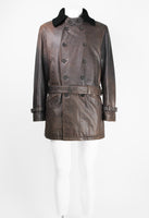 ISSEY MIYAKE MEN FW 2006 LEATHER CONVERTIBLE BUCKLE COAT