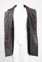 ISSEY MIYAKE MEN FW 2006 LEATHER CONVERTIBLE BUCKLE COAT