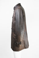 ISSEY MIYAKE MEN FW 2006 LEATHER CONVERTIBLE BUCKLE COAT