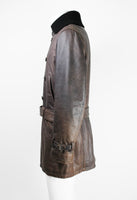 ISSEY MIYAKE MEN FW 2006 LEATHER CONVERTIBLE BUCKLE COAT
