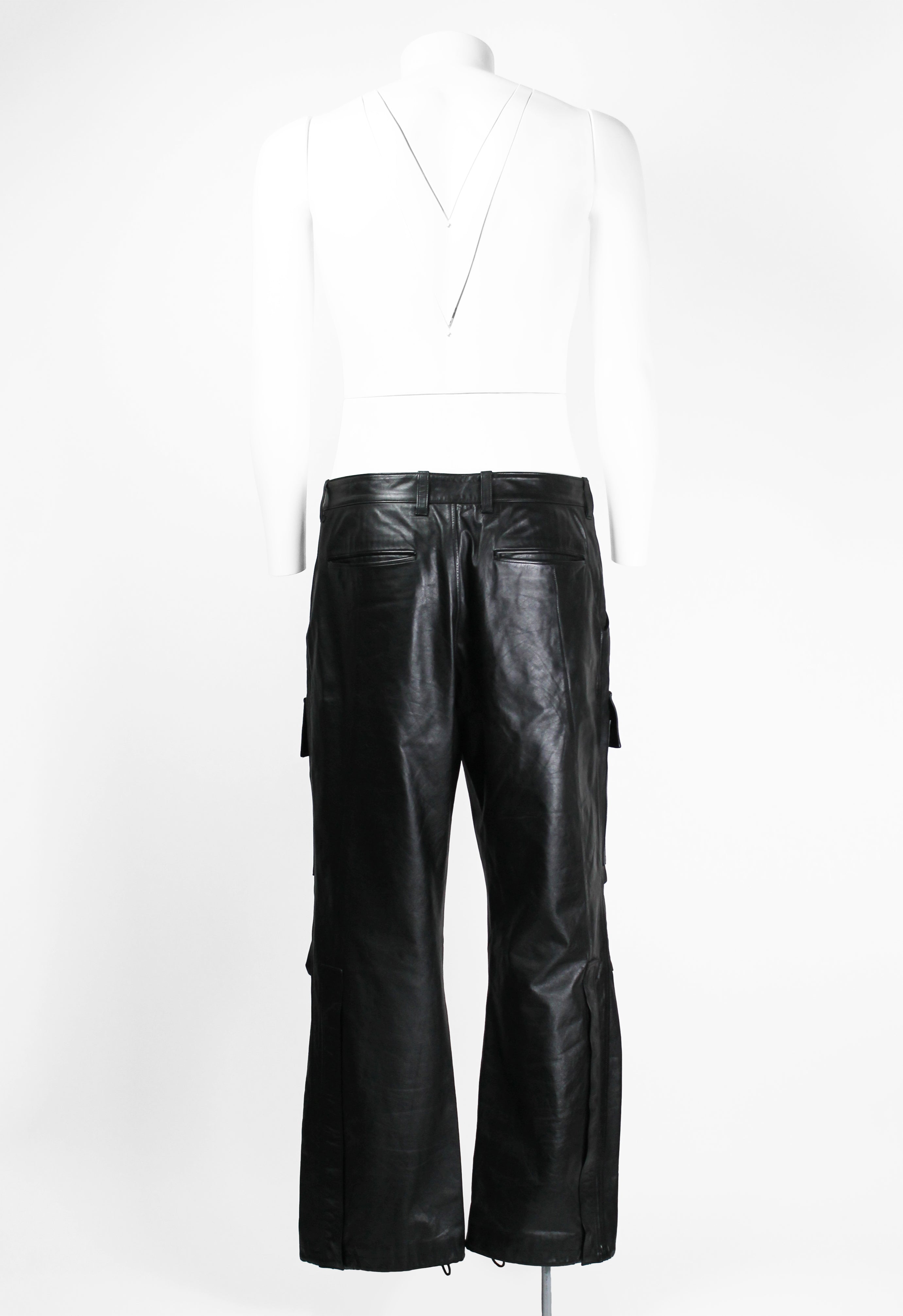 ISSEY MIYAKE MEN SS 2007 LEATHER CARGO TROUSERS