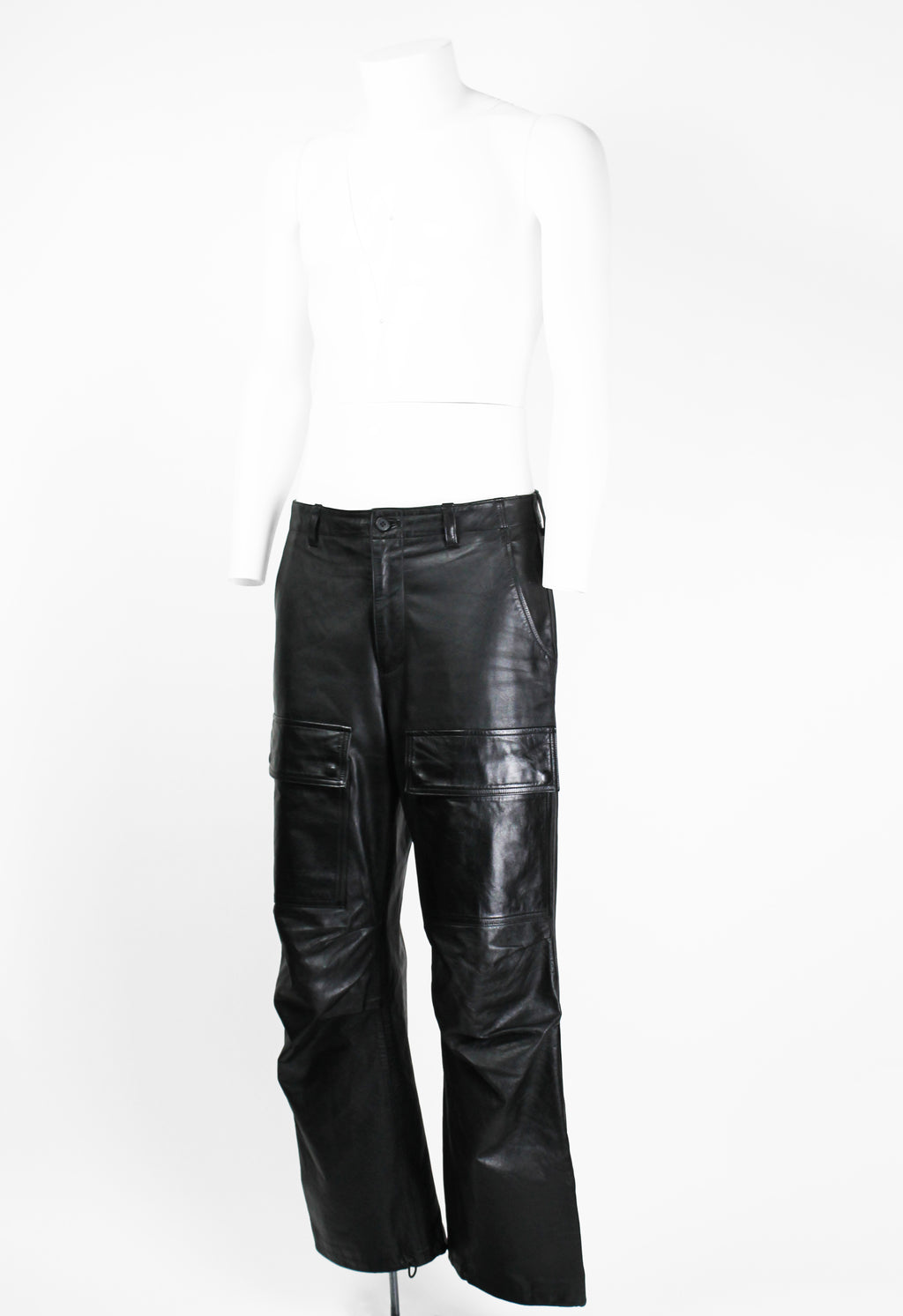 ISSEY MIYAKE MEN SS 2007 LEATHER CARGO TROUSERS