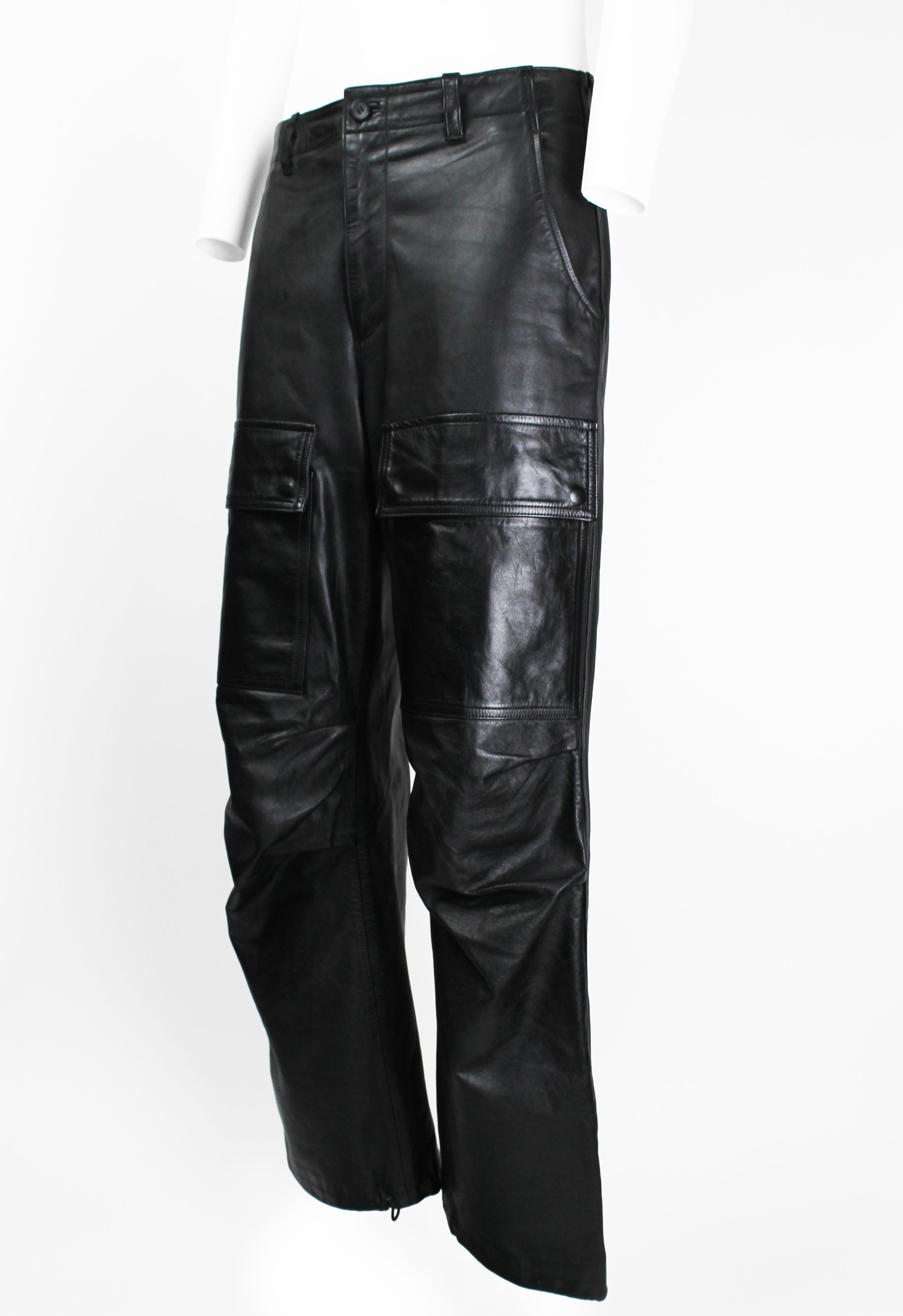 ISSEY MIYAKE MEN SS 2007 LEATHER CARGO TROUSERS