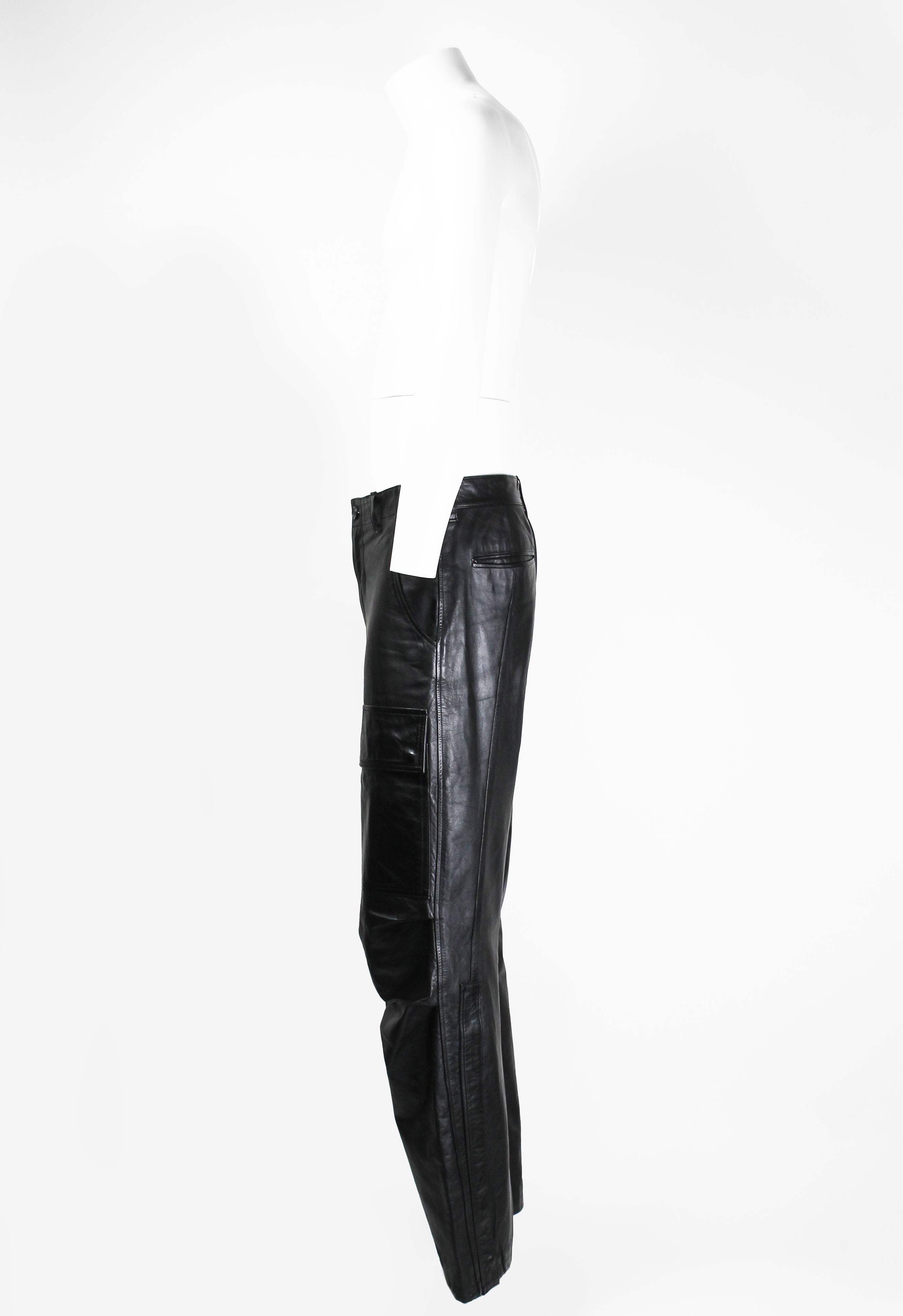 ISSEY MIYAKE MEN SS 2007 LEATHER CARGO TROUSERS