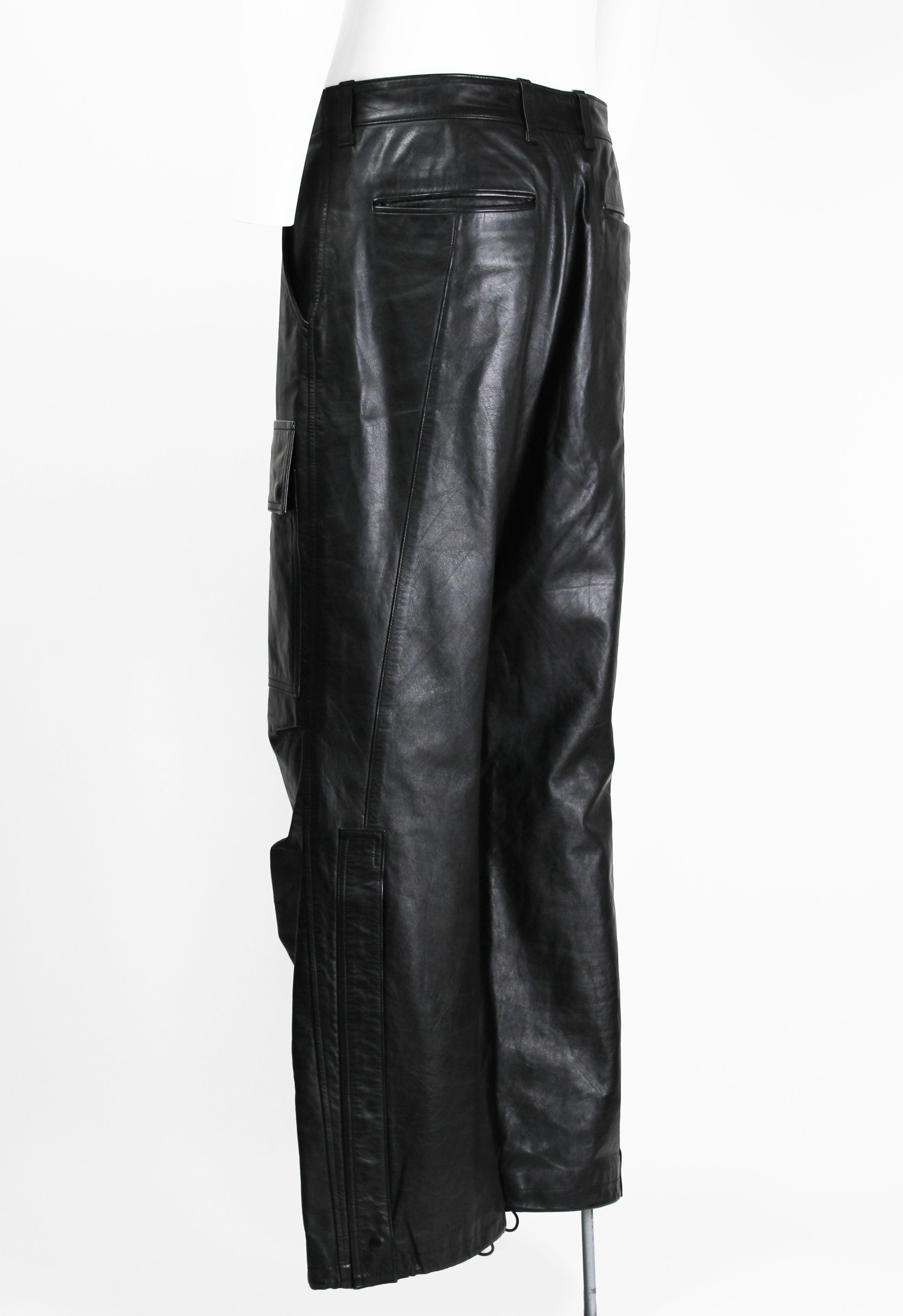 ISSEY MIYAKE MEN SS 2007 LEATHER CARGO TROUSERS