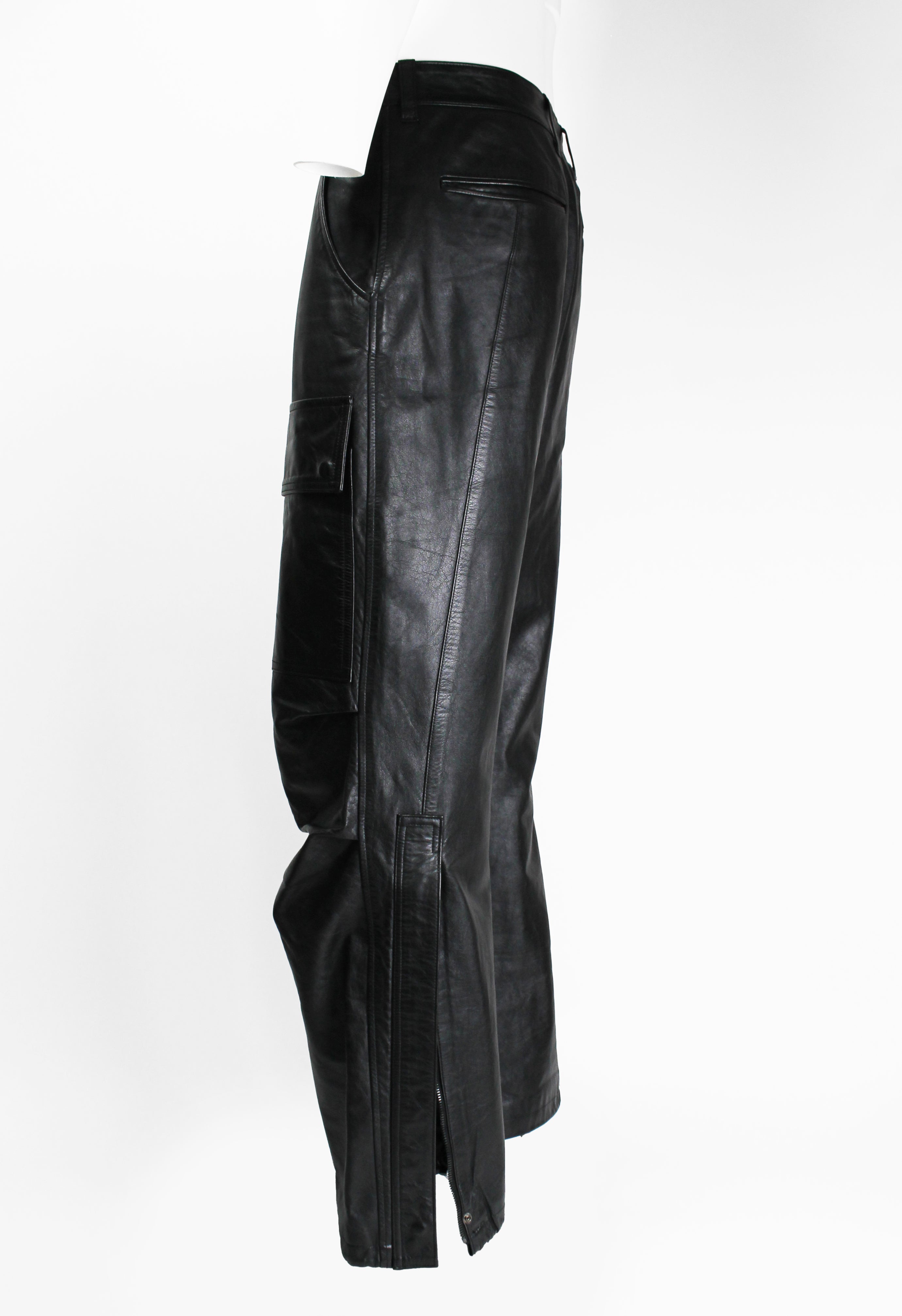 ISSEY MIYAKE MEN SS 2007 LEATHER CARGO TROUSERS