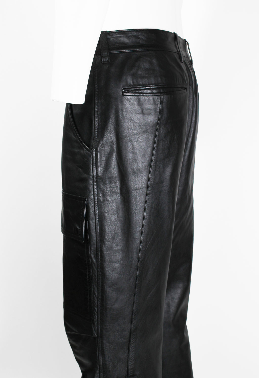 ISSEY MIYAKE MEN SS 2007 LEATHER CARGO TROUSERS