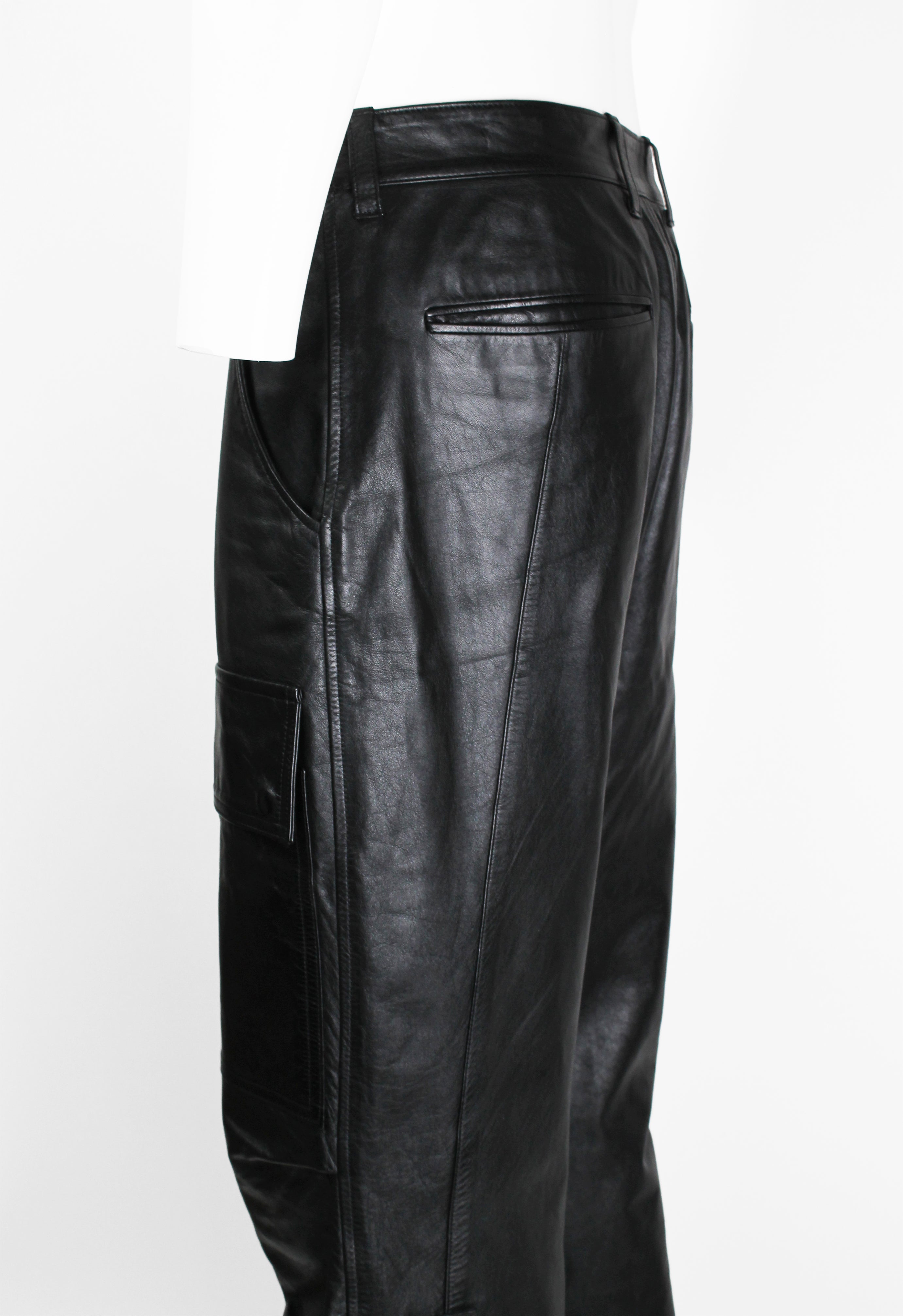 ISSEY MIYAKE MEN SS 2007 LEATHER CARGO TROUSERS