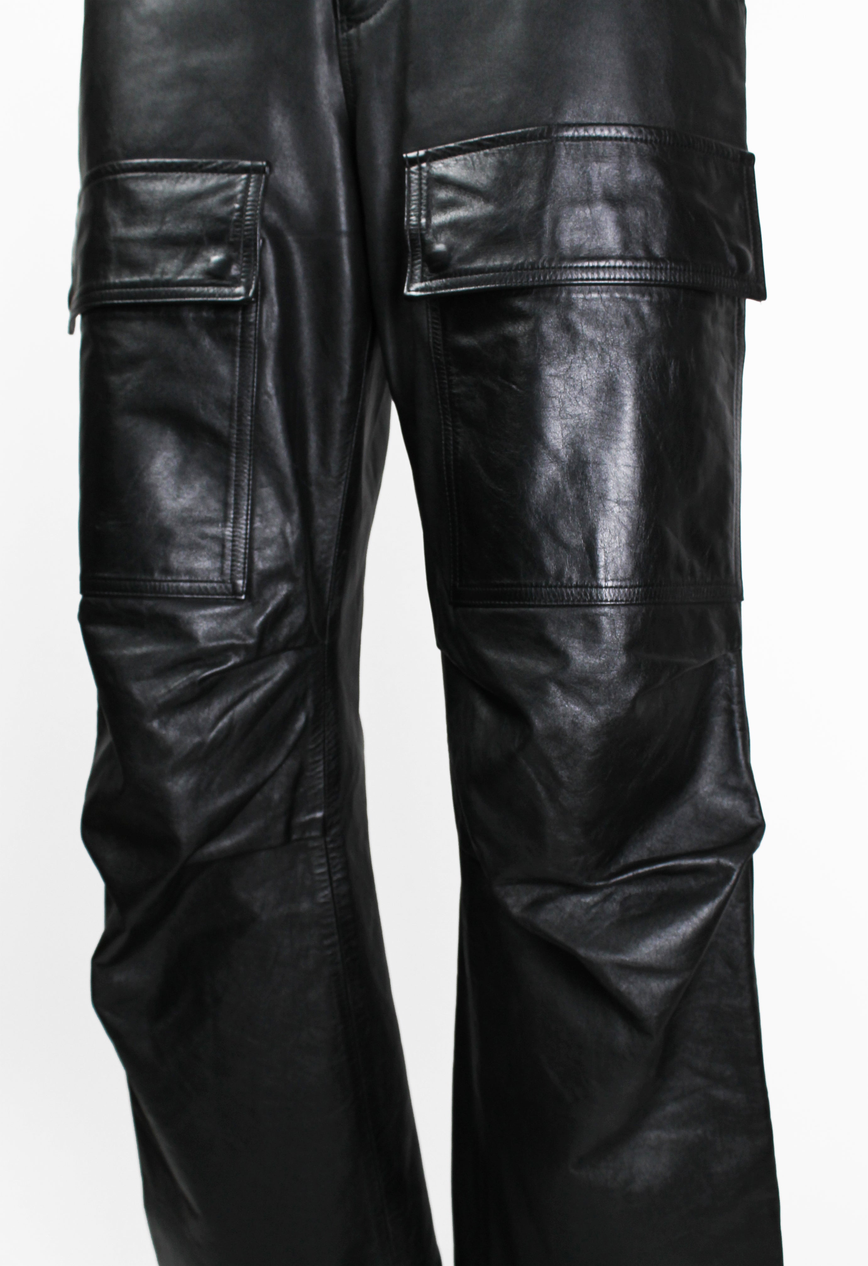 ISSEY MIYAKE MEN SS 2007 LEATHER CARGO TROUSERS