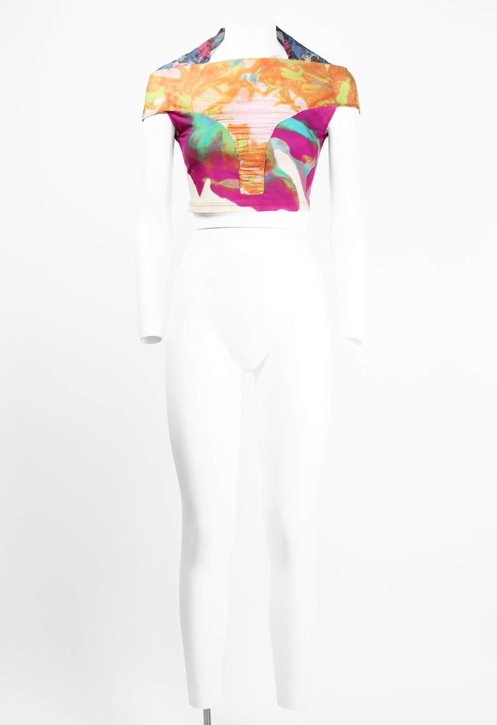 ISSEY MIYAKE SS 2002 MULTI-COLOURED GATHERED SAMPLE TOP