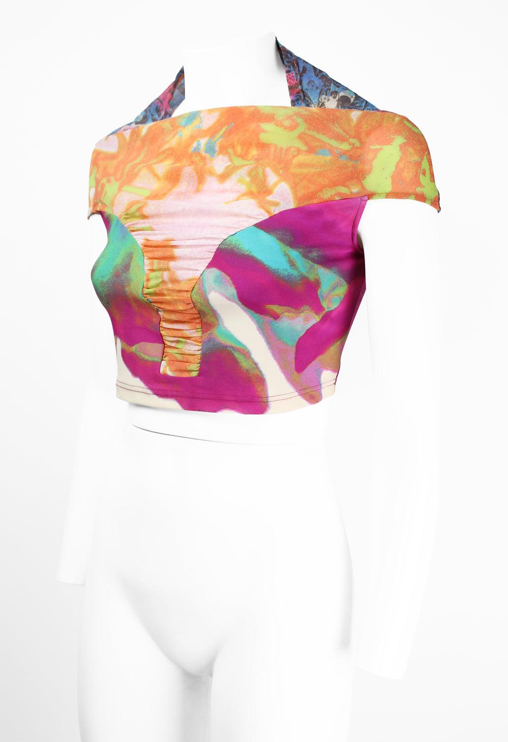 ISSEY MIYAKE SS 2002 MULTI-COLOURED GATHERED SAMPLE TOP