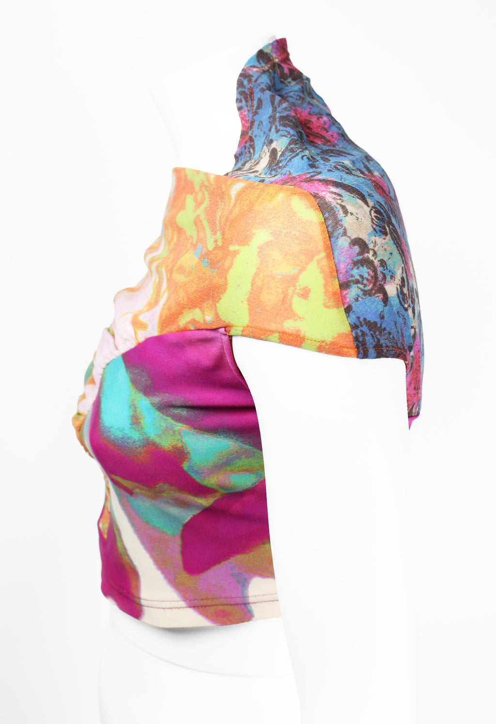 ISSEY MIYAKE SS 2002 MULTI-COLOURED GATHERED SAMPLE TOP