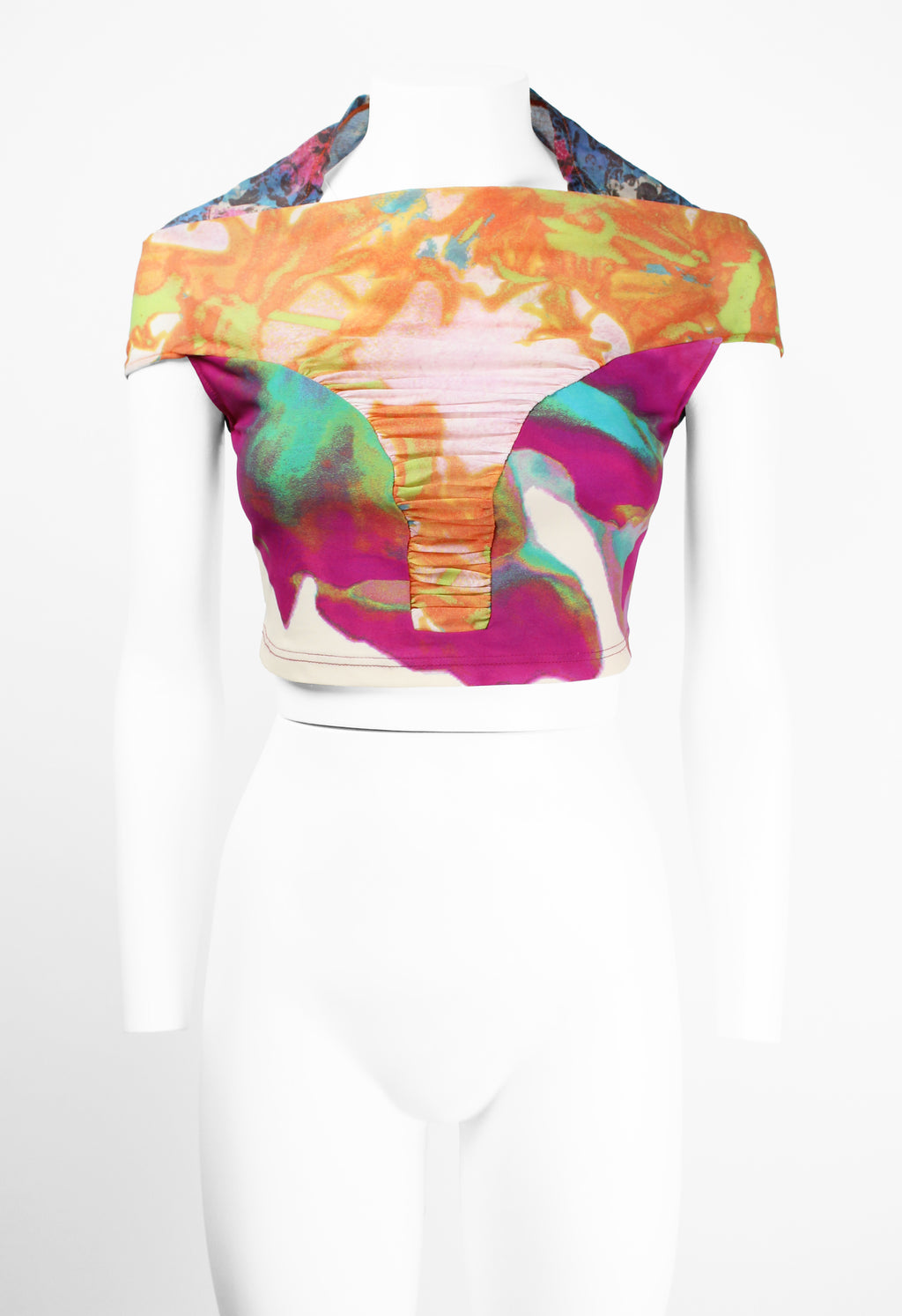 ISSEY MIYAKE SS 2002 MULTI-COLOURED GATHERED SAMPLE TOP