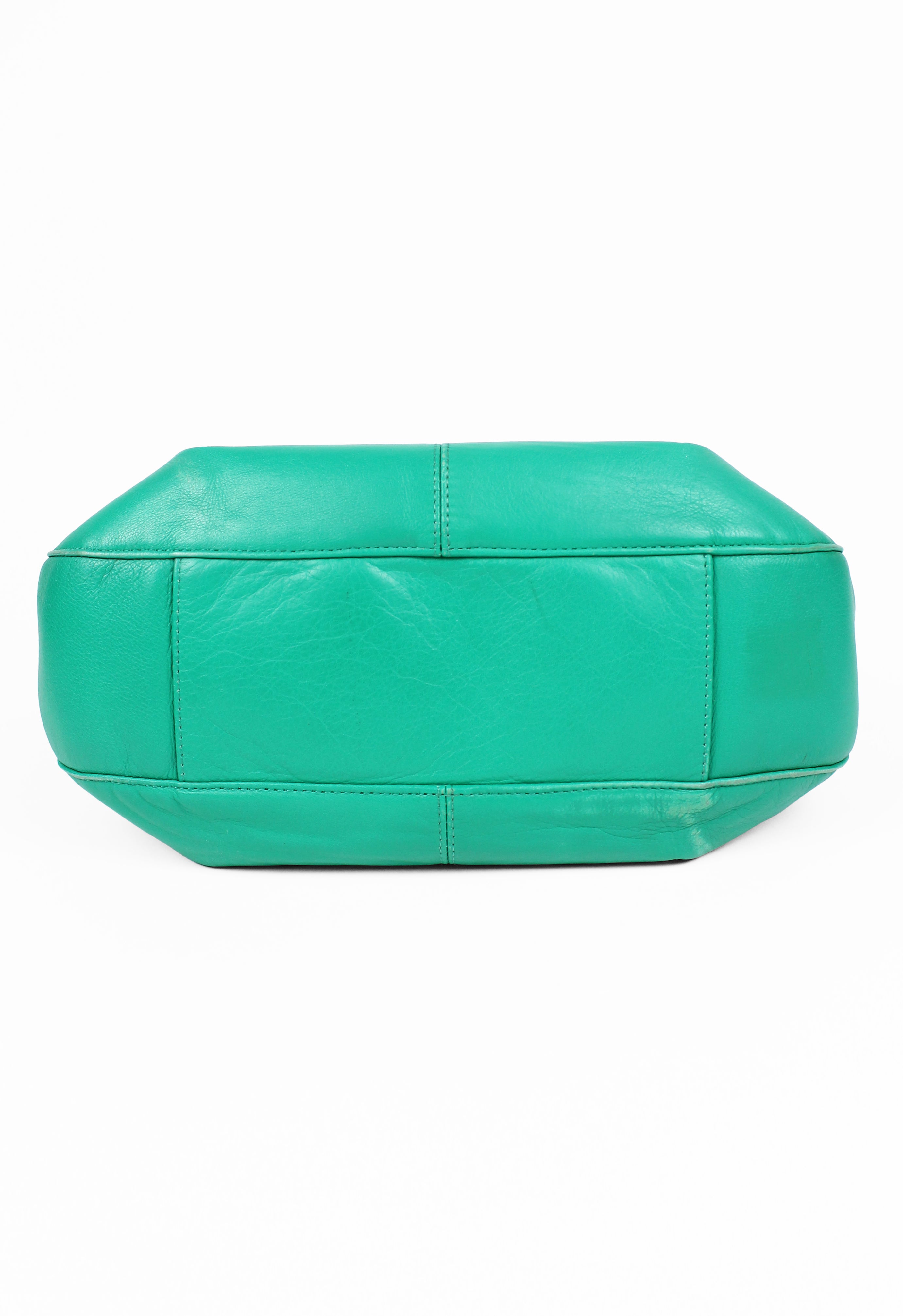 ISSEY MIYAKE SS 2003 GREEN FOLDED LEATHER SHOULDER BAG