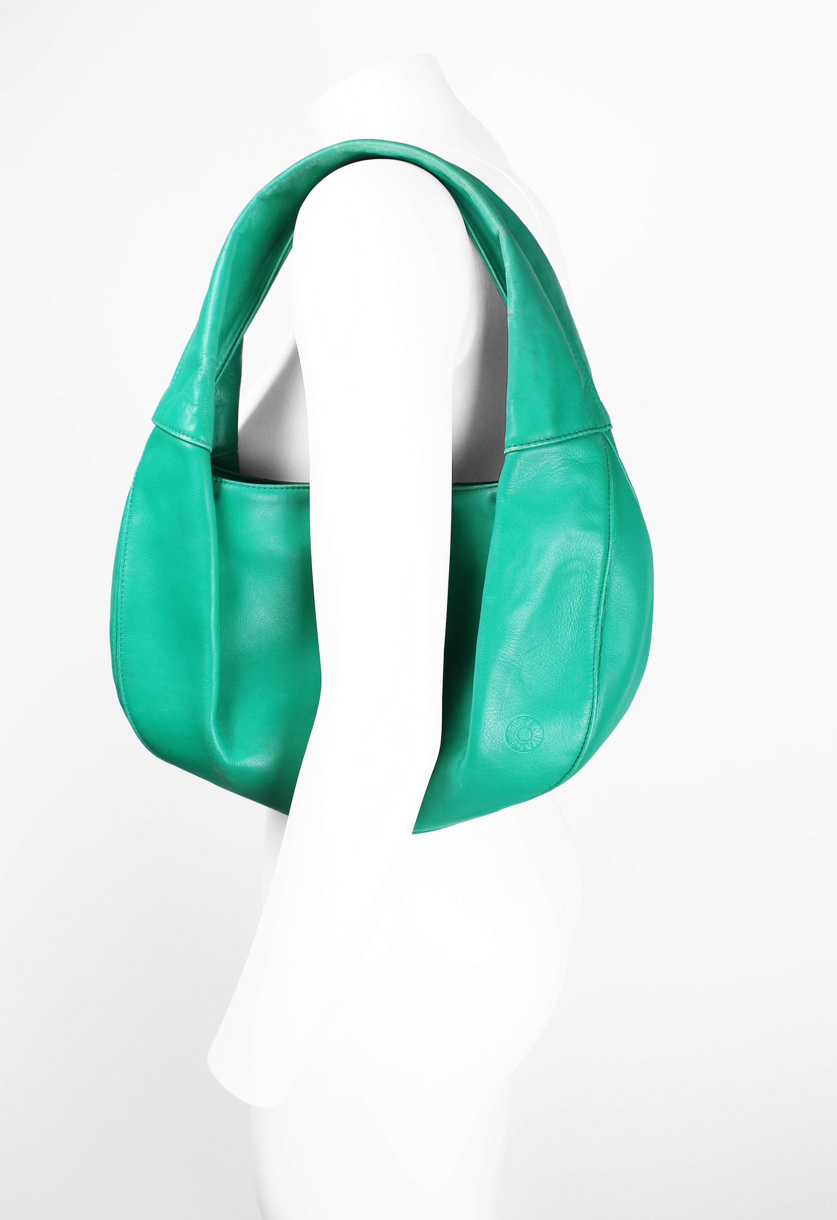 ISSEY MIYAKE SS 2003 GREEN FOLDED LEATHER SHOULDER BAG