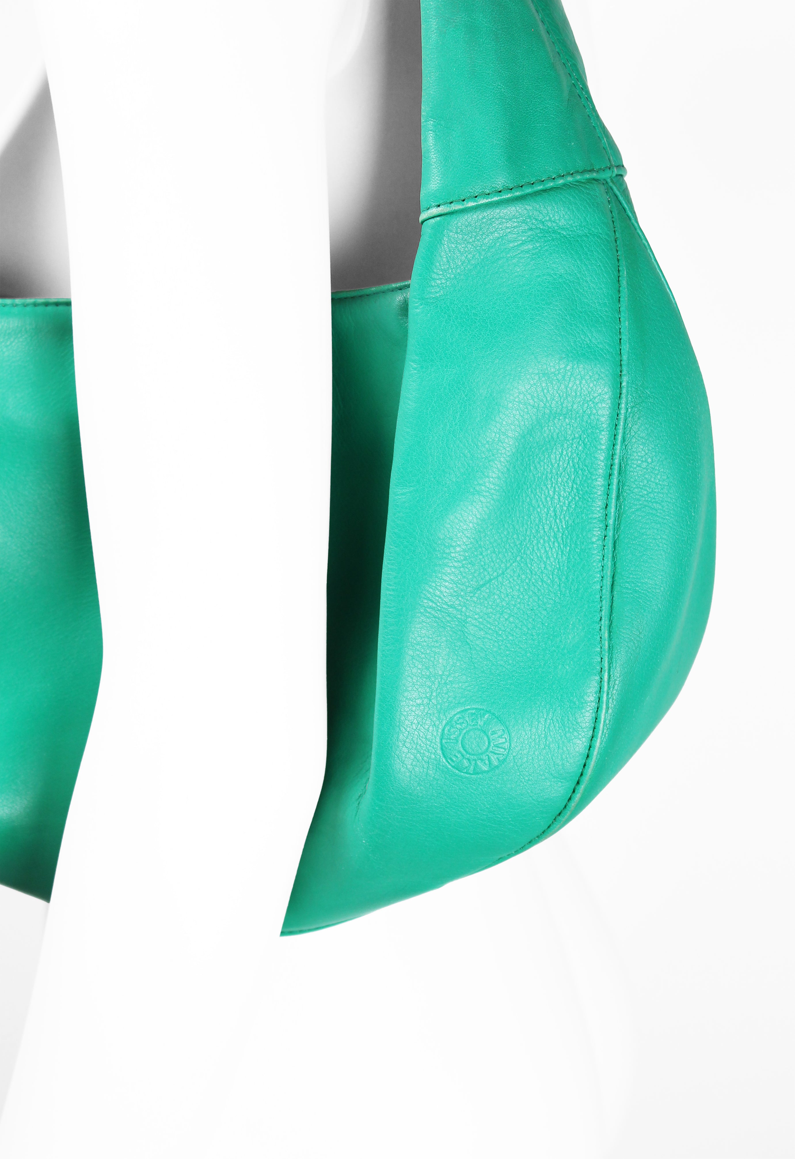 ISSEY MIYAKE SS 2003 GREEN FOLDED LEATHER SHOULDER BAG