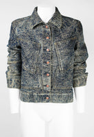 ISSEY MIYAKE SS 2007 DENIM ROSE EMBOSSED JACKET