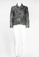 ISSEY MIYAKE SS 2007 DENIM ROSE EMBOSSED JACKET