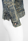 ISSEY MIYAKE SS 2007 DENIM ROSE EMBOSSED JACKET