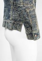 ISSEY MIYAKE SS 2007 DENIM ROSE EMBOSSED JACKET