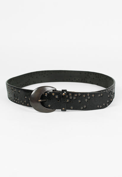 ISSEY MIYAKE STUDDED CRACKED LEATHER BELT