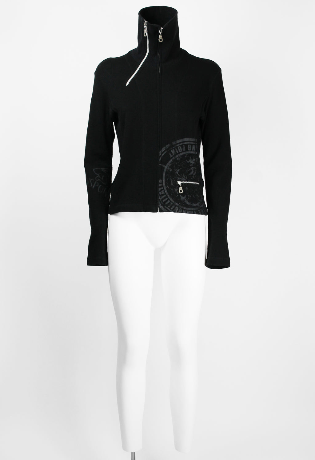 ISSEY MIYAKE FW 2004 BLACK GRAPHIC DOUBLE ZIP SWEATER