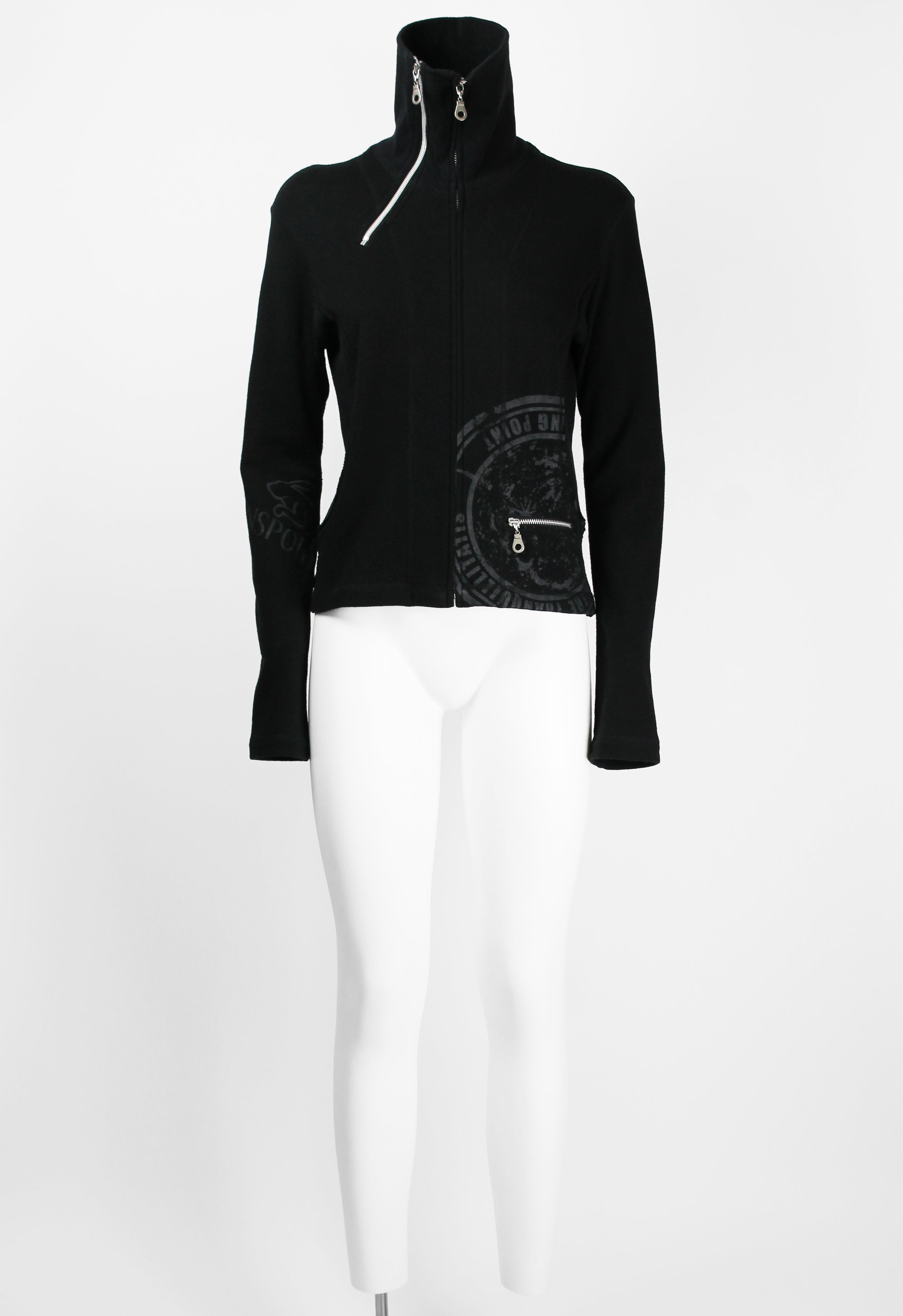 ISSEY MIYAKE FW 2004 BLACK GRAPHIC DOUBLE ZIP SWEATER