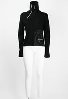 ISSEY MIYAKE FW 2004 BLACK GRAPHIC DOUBLE ZIP SWEATER