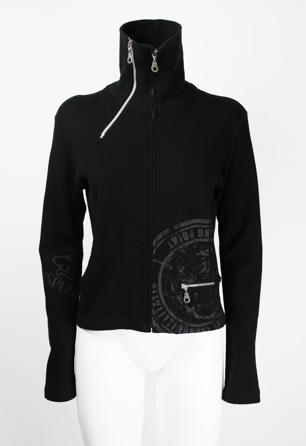 ISSEY MIYAKE FW 2004 BLACK GRAPHIC DOUBLE ZIP SWEATER