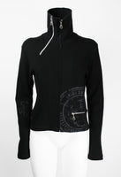ISSEY MIYAKE FW 2004 BLACK GRAPHIC DOUBLE ZIP SWEATER