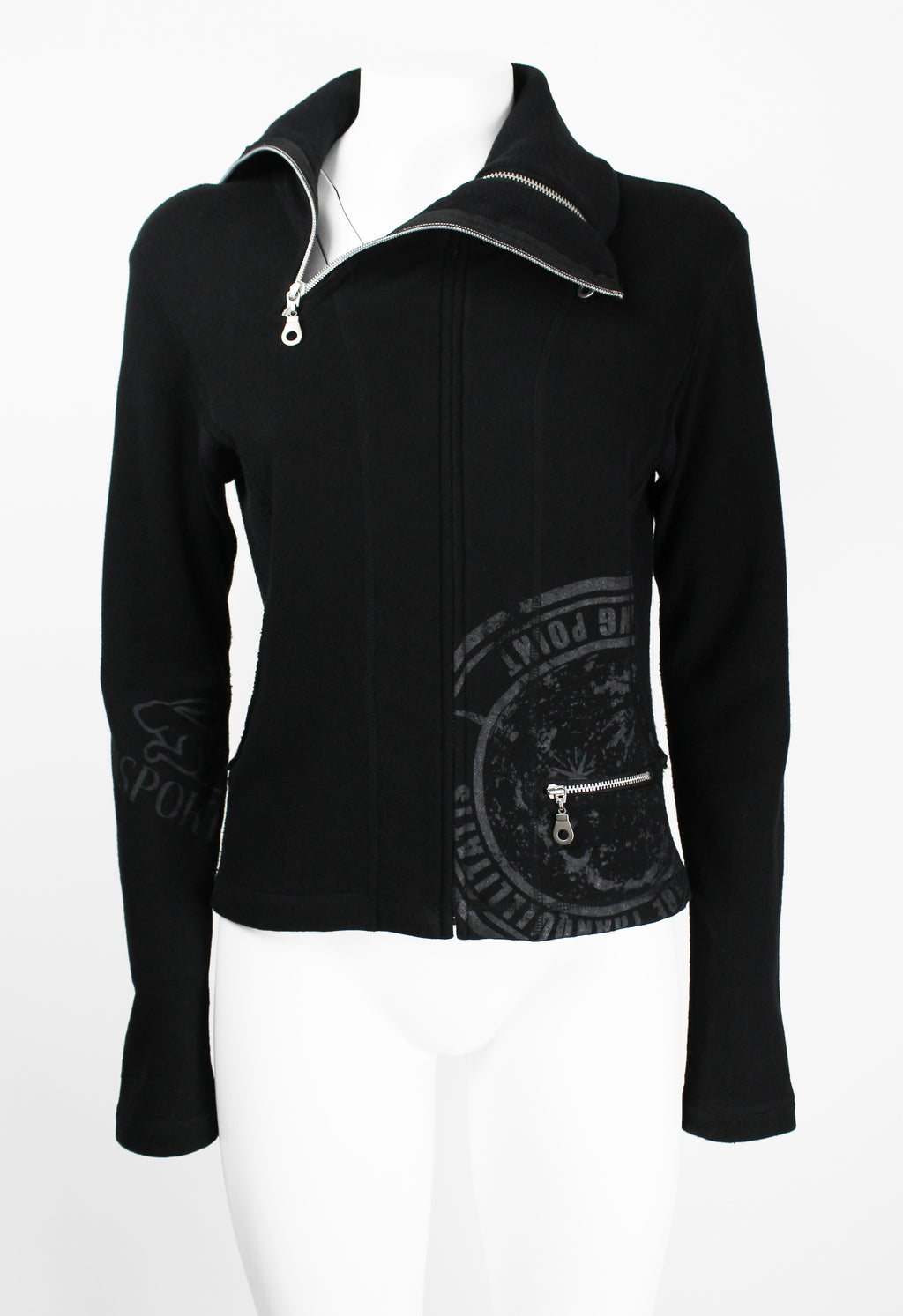 ISSEY MIYAKE FW 2004 BLACK GRAPHIC DOUBLE ZIP SWEATER