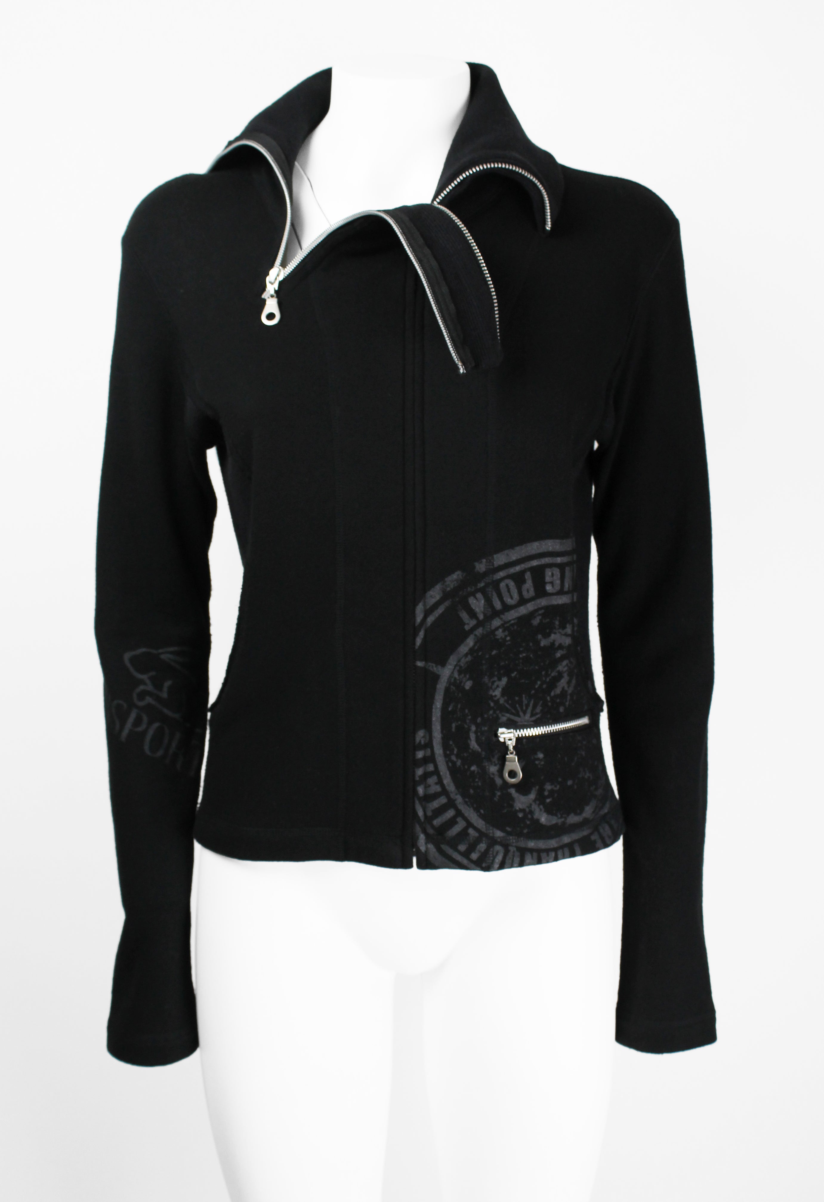 ISSEY MIYAKE FW 2004 BLACK GRAPHIC DOUBLE ZIP SWEATER