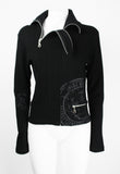 ISSEY MIYAKE FW 2004 BLACK GRAPHIC DOUBLE ZIP SWEATER