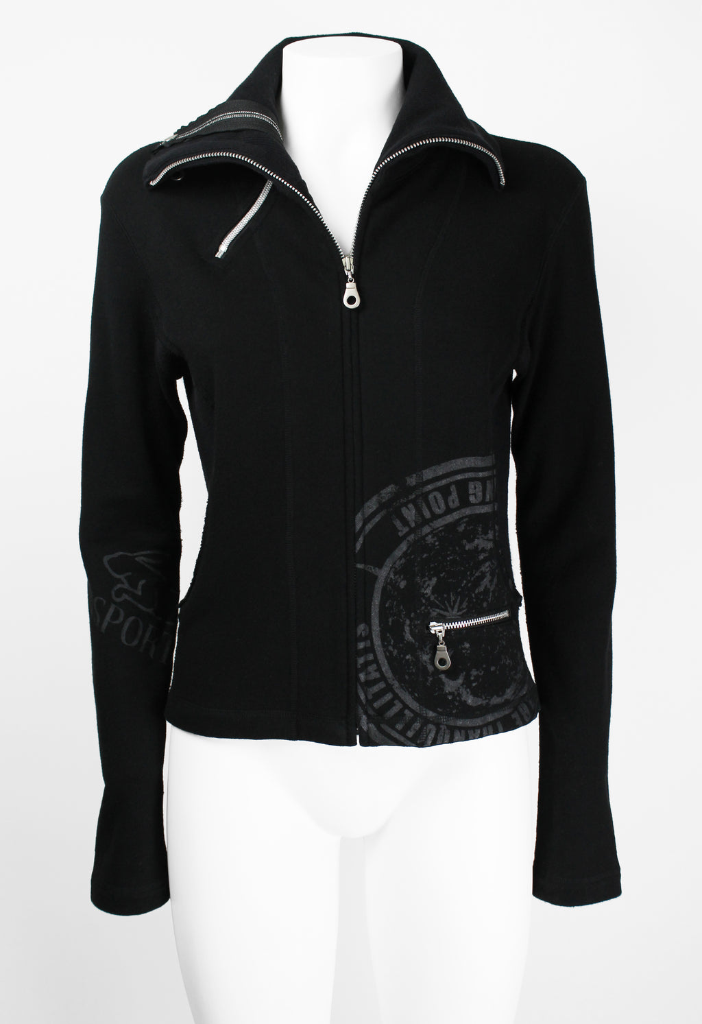 ISSEY MIYAKE FW 2004 BLACK GRAPHIC DOUBLE ZIP SWEATER