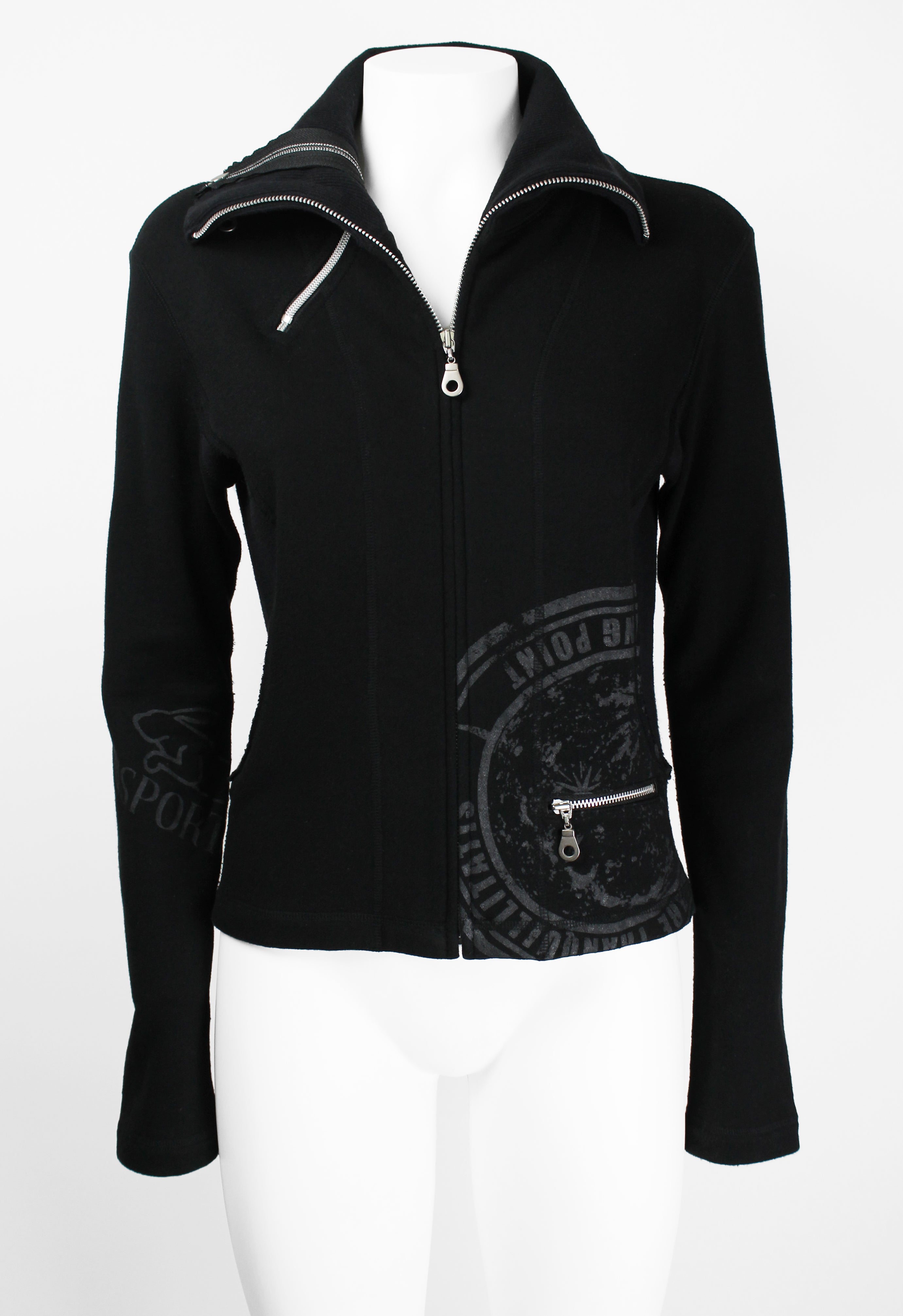 ISSEY MIYAKE FW 2004 BLACK GRAPHIC DOUBLE ZIP SWEATER