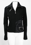 ISSEY MIYAKE FW 2004 BLACK GRAPHIC DOUBLE ZIP SWEATER