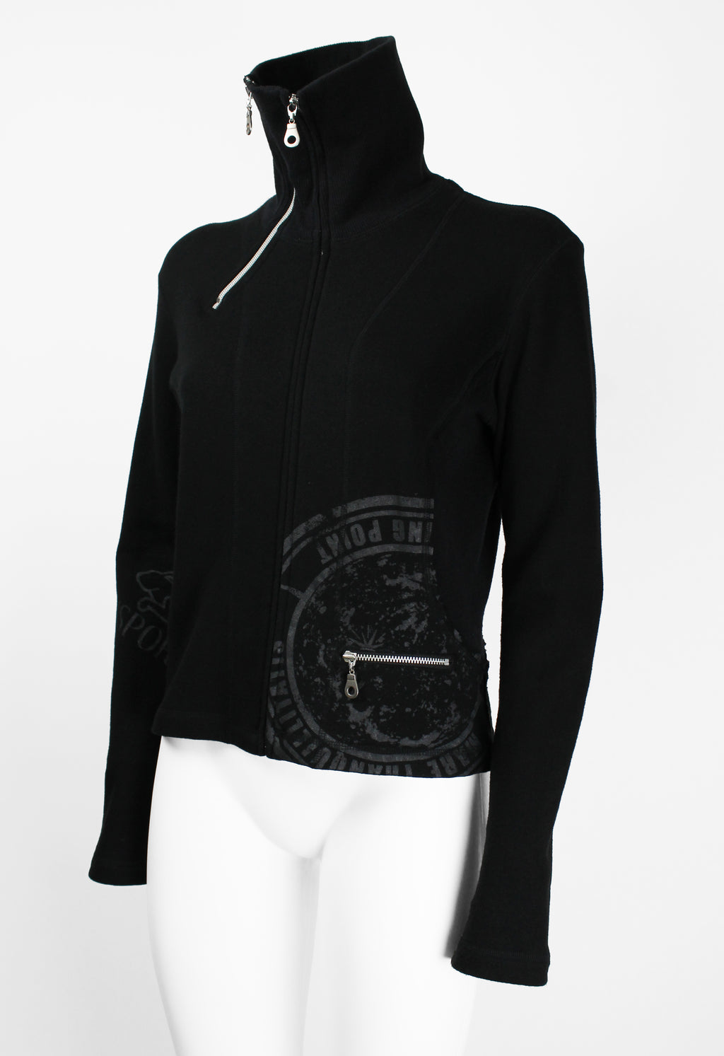 ISSEY MIYAKE FW 2004 BLACK GRAPHIC DOUBLE ZIP SWEATER