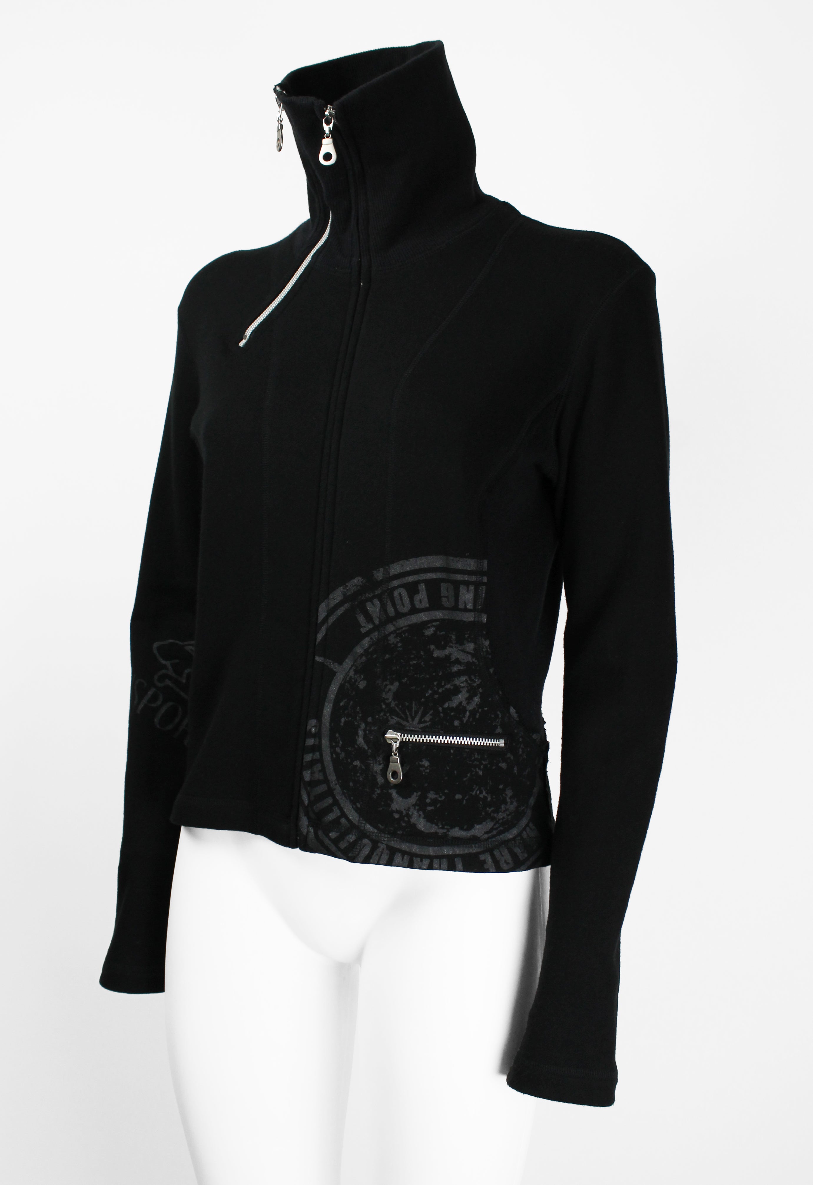 ISSEY MIYAKE FW 2004 BLACK GRAPHIC DOUBLE ZIP SWEATER