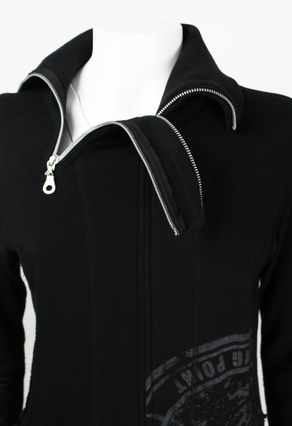 ISSEY MIYAKE FW 2004 BLACK GRAPHIC DOUBLE ZIP SWEATER