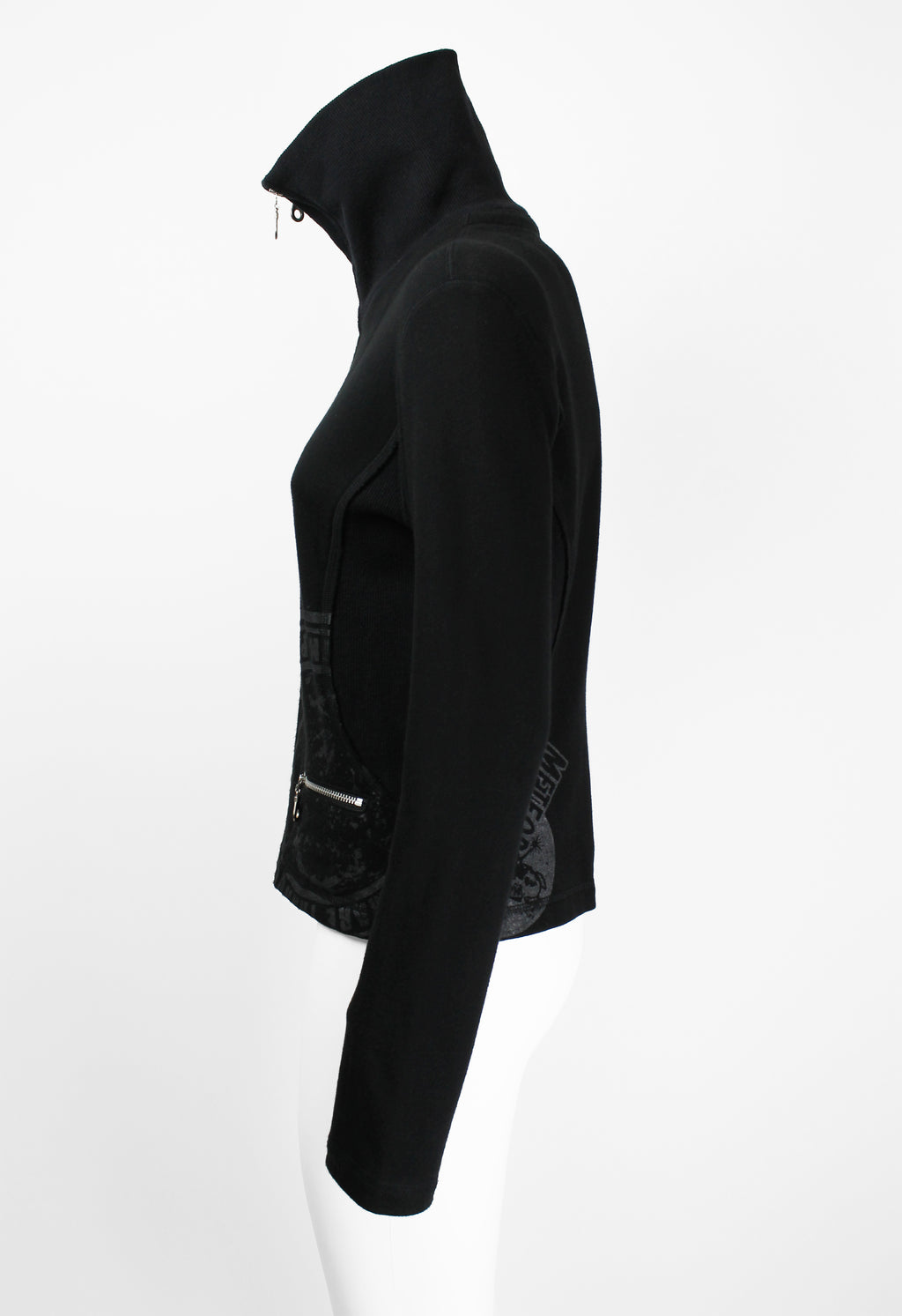 ISSEY MIYAKE FW 2004 BLACK GRAPHIC DOUBLE ZIP SWEATER