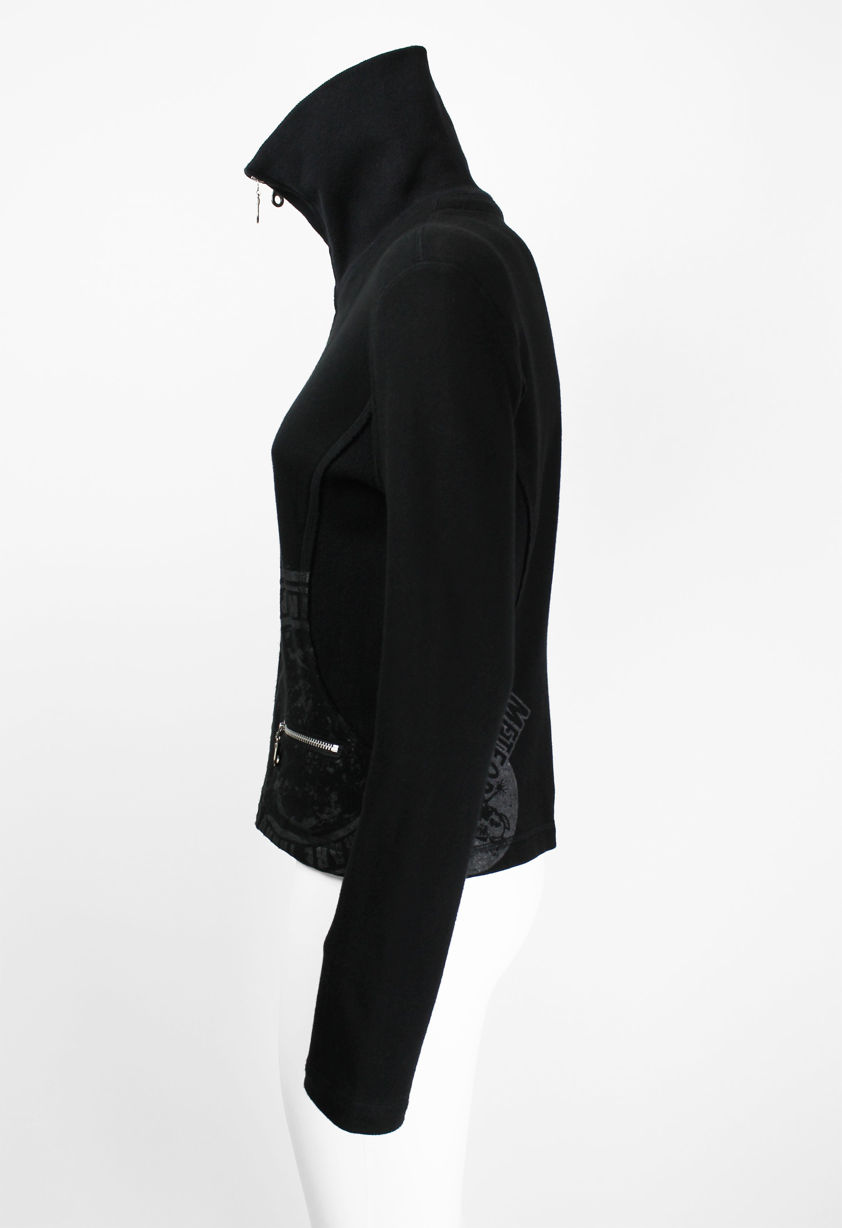 ISSEY MIYAKE FW 2004 BLACK GRAPHIC DOUBLE ZIP SWEATER
