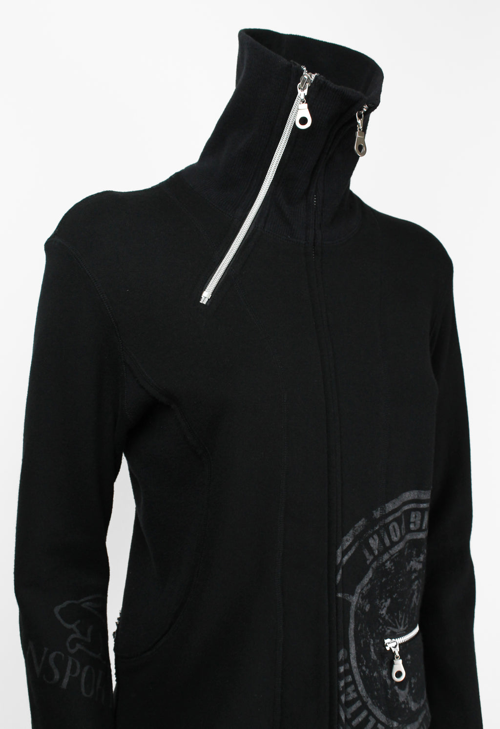 ISSEY MIYAKE FW 2004 BLACK GRAPHIC DOUBLE ZIP SWEATER