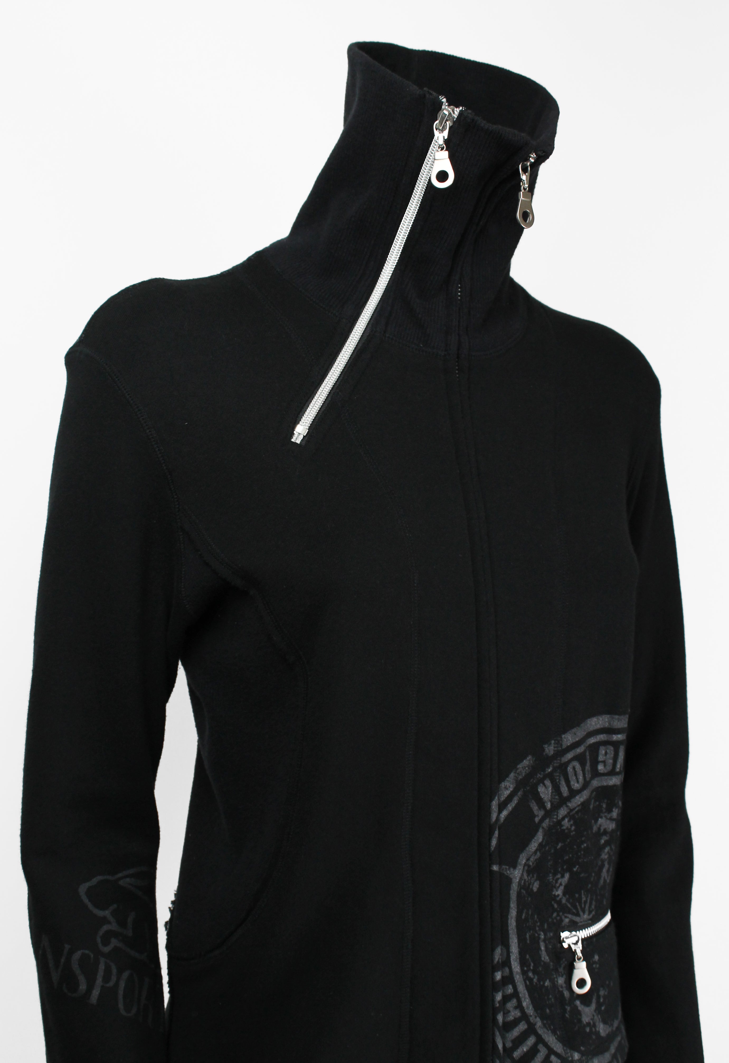ISSEY MIYAKE FW 2004 BLACK GRAPHIC DOUBLE ZIP SWEATER